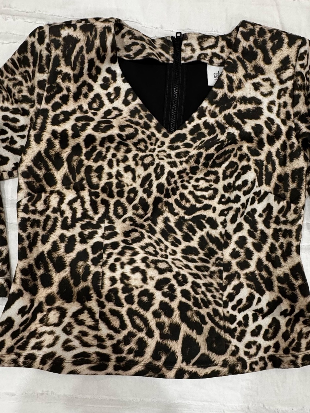 CAbi Leopard-Print Top in Black and Cream